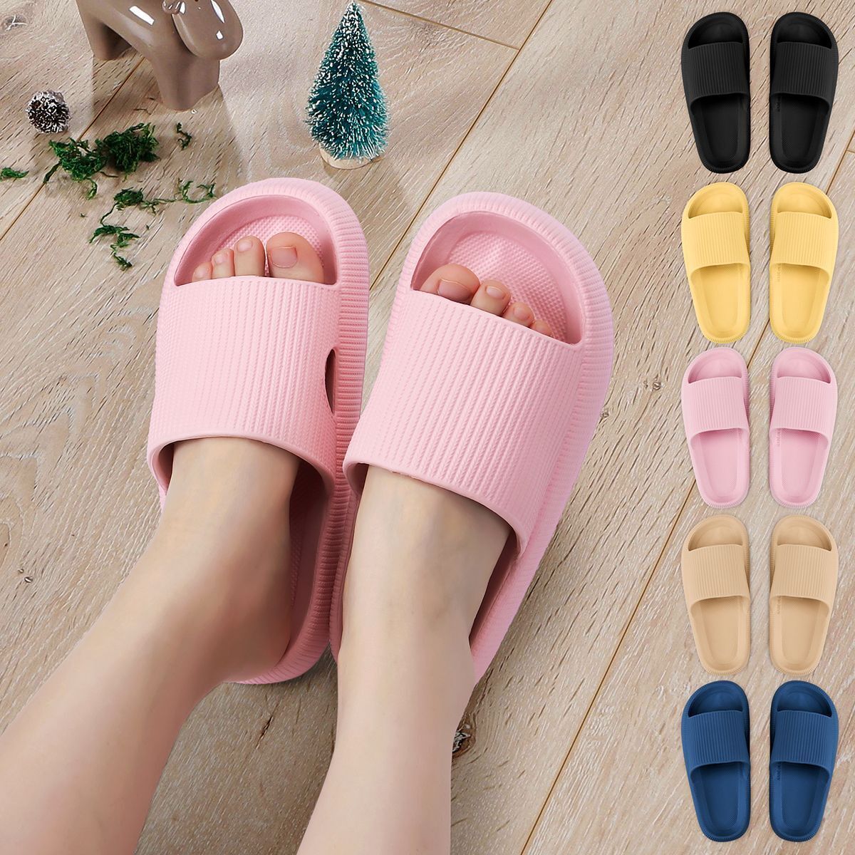 Soft Home Sandals Thick Platform Bathroom Cloud Slippers Non-Slip Flops Unisex