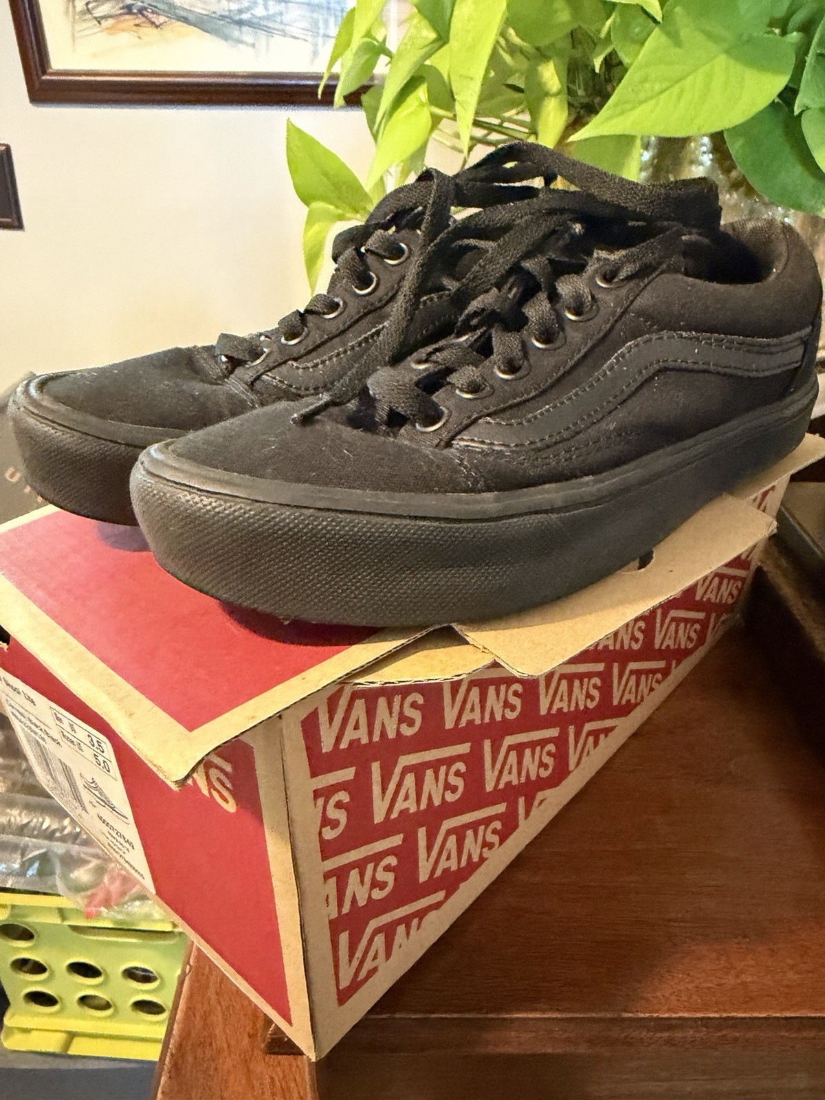 VANS Old Skool Black Skate Sneakers Shoes Women 5 Men 3.5