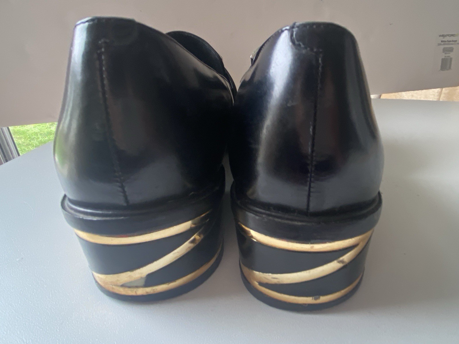 Rachel Zoe Semi Pointed Toe Loafers With Gold Detail & Block Heels Size 9M