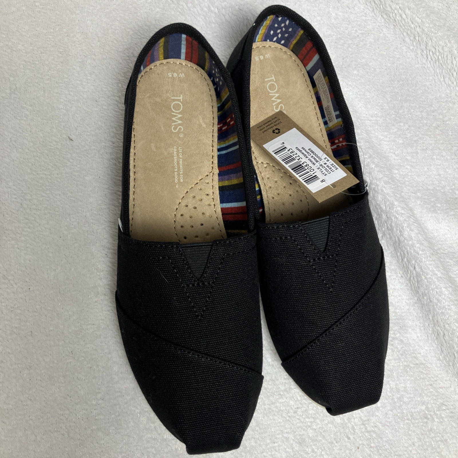 TOMS Alpargata Womens 6.5 Slip-On Shoes Recycled Cotton Canvas Comfort Casual