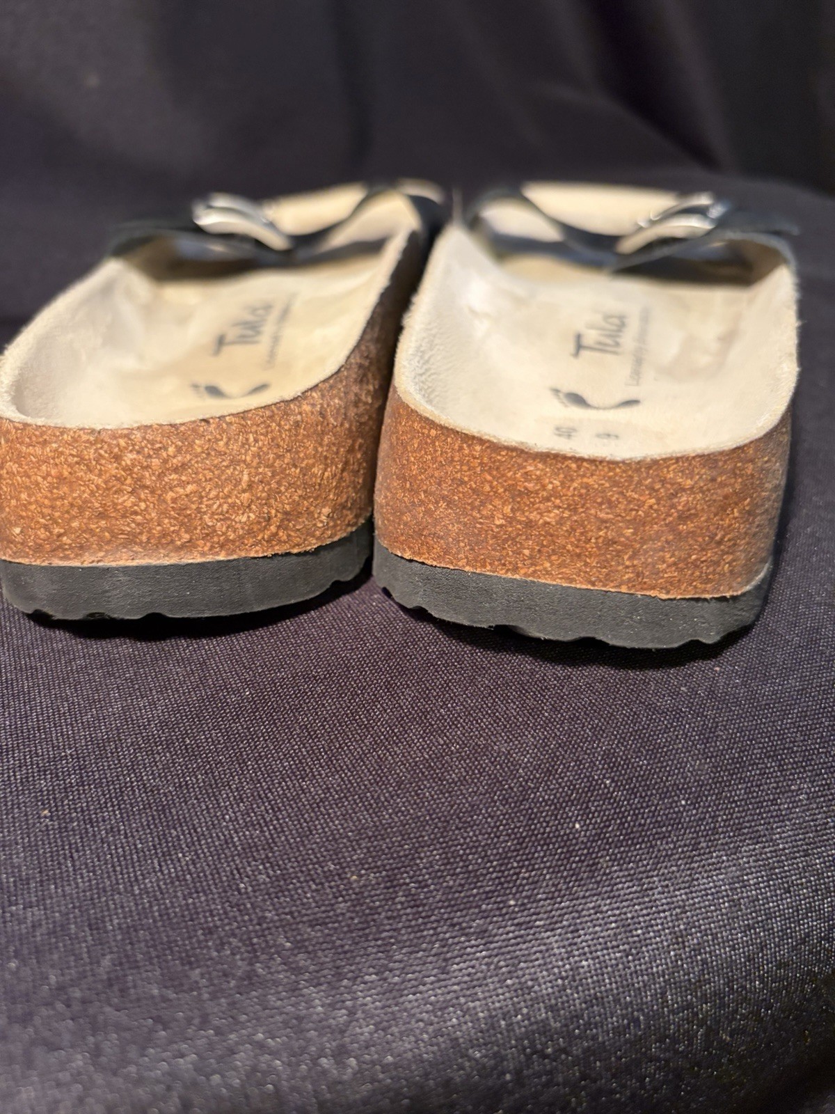 TULA By Birkenstock Ladies Sz 9 EU 40 Black slip on Sandals Excellent Condition