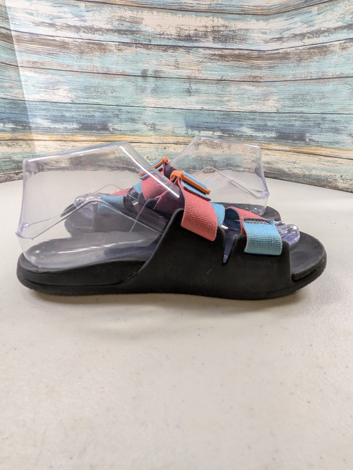 Chaco Chillos Slide Sandals Women’s Size 7 Black Coral Teal Adjustable Straps