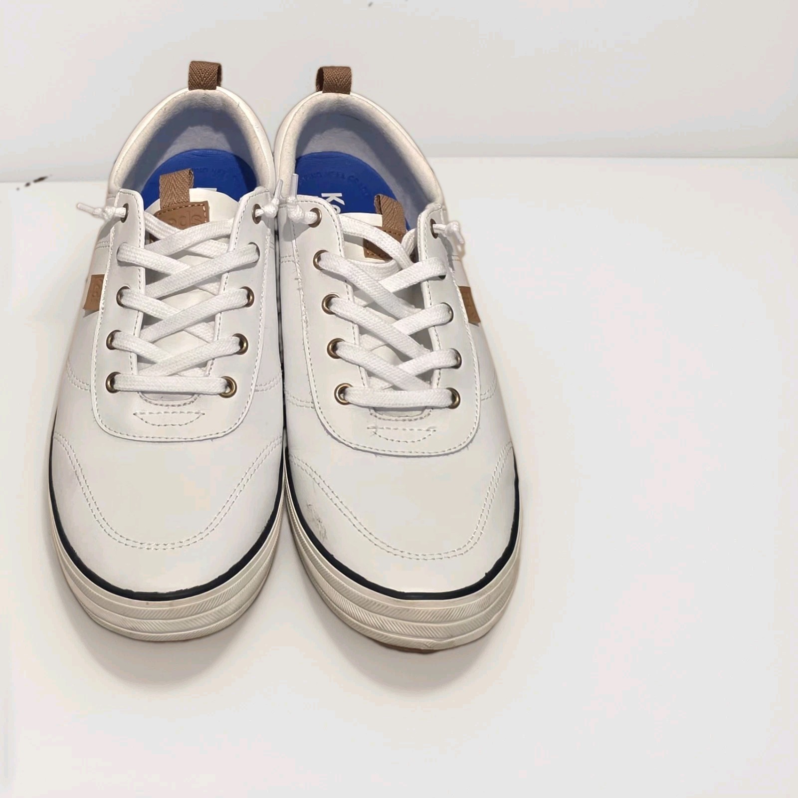 Keds Blissarch Women’s Size 11W White Leather Sneakers Tan Pull Tab Comfort