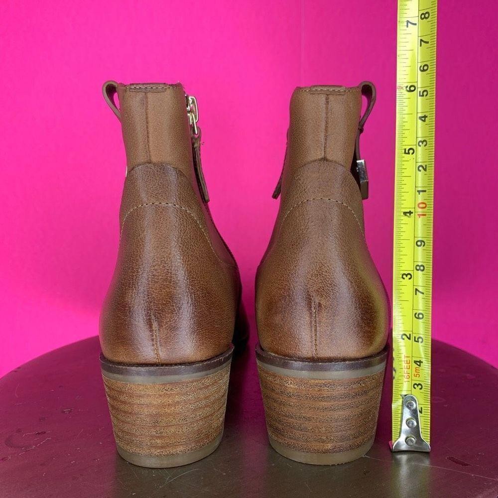 Cole Haan Maci Brown Leather Gold Pull Tab Almond Toe Ankle Boots US 6