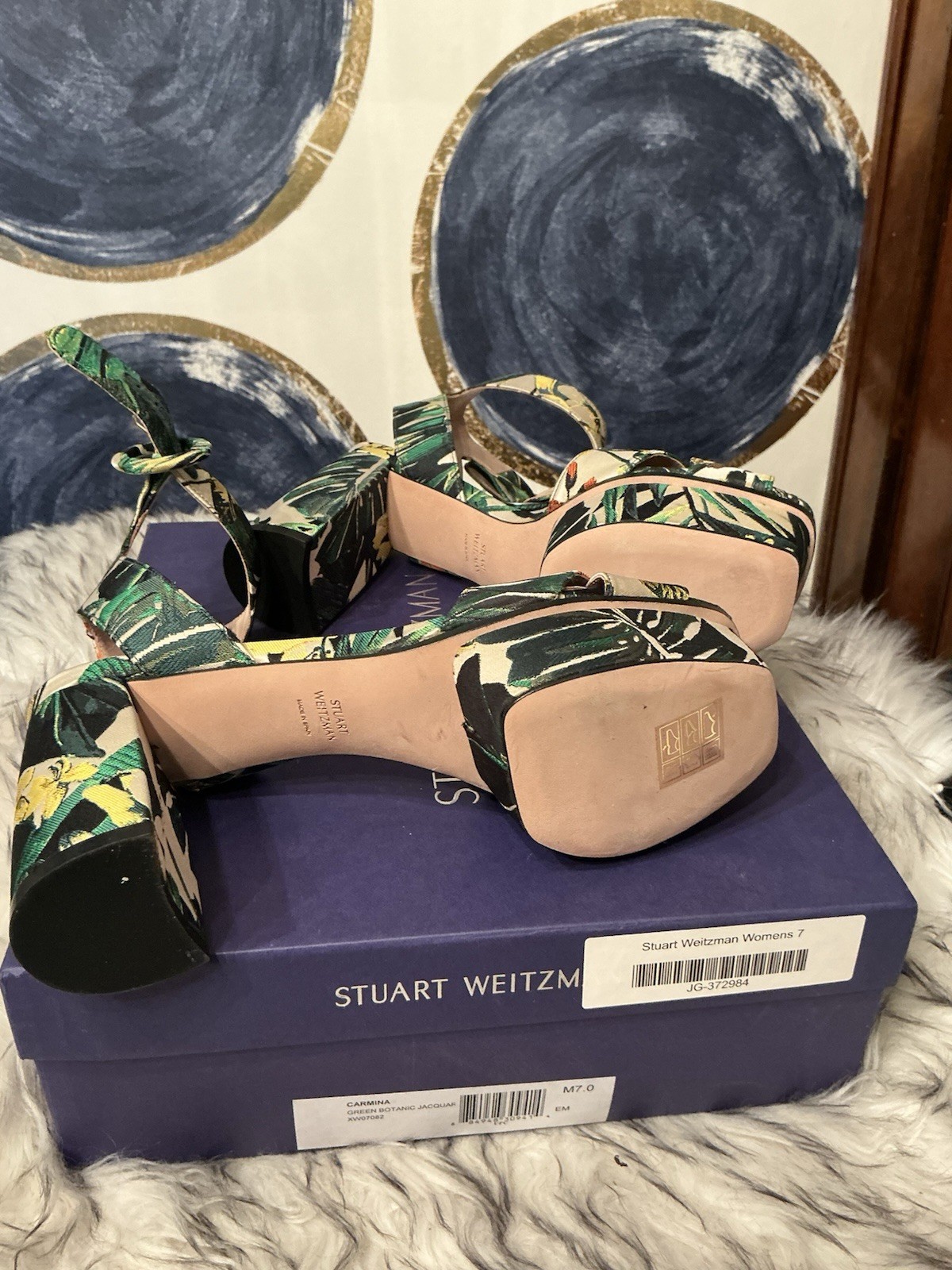 Stuart Weitzman Tropical Platform Sandal Heels 7 NWB