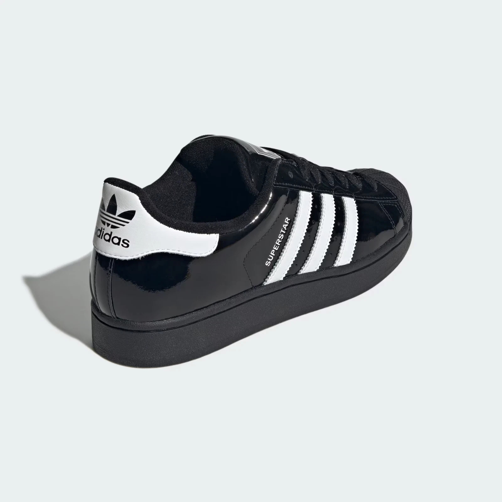 Adidas Superstar II Womens Size 6 Patent Leather Shoes Core Black /White NEW