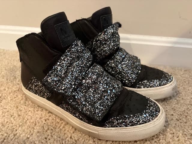 Maison Margiela Black Sparkle Glitter Sneakers Size 36 USA 5.5-6
