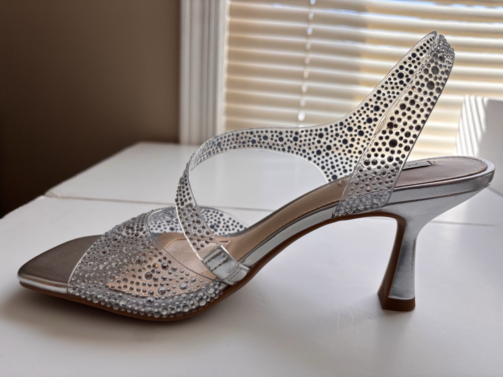 Silver Clear Rhinestone Evening Party Wedding Shoes Alex Marie Sutton