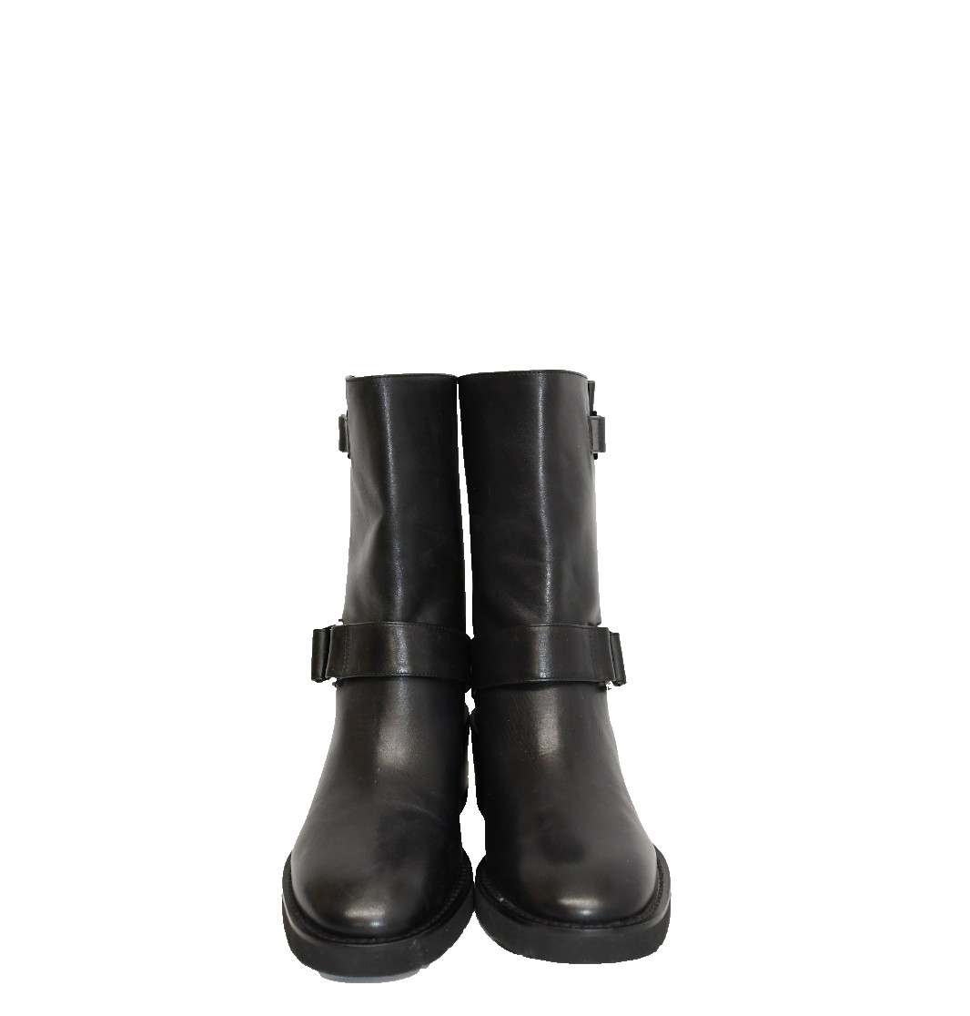 NEW $700 STUART WEITZMAN Boulevard Moto Boots Leather Black Chunky 7.5 US (A4)