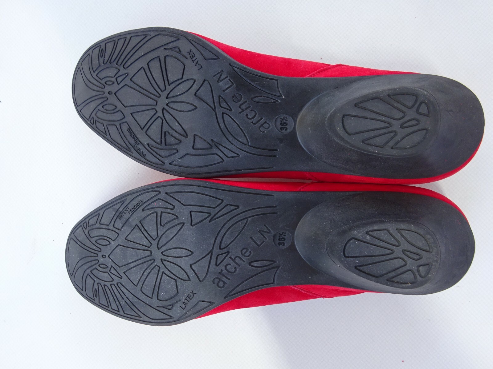Ark women’s rubber edge shoes pumps leather nubuck latex red France size 36.5 new