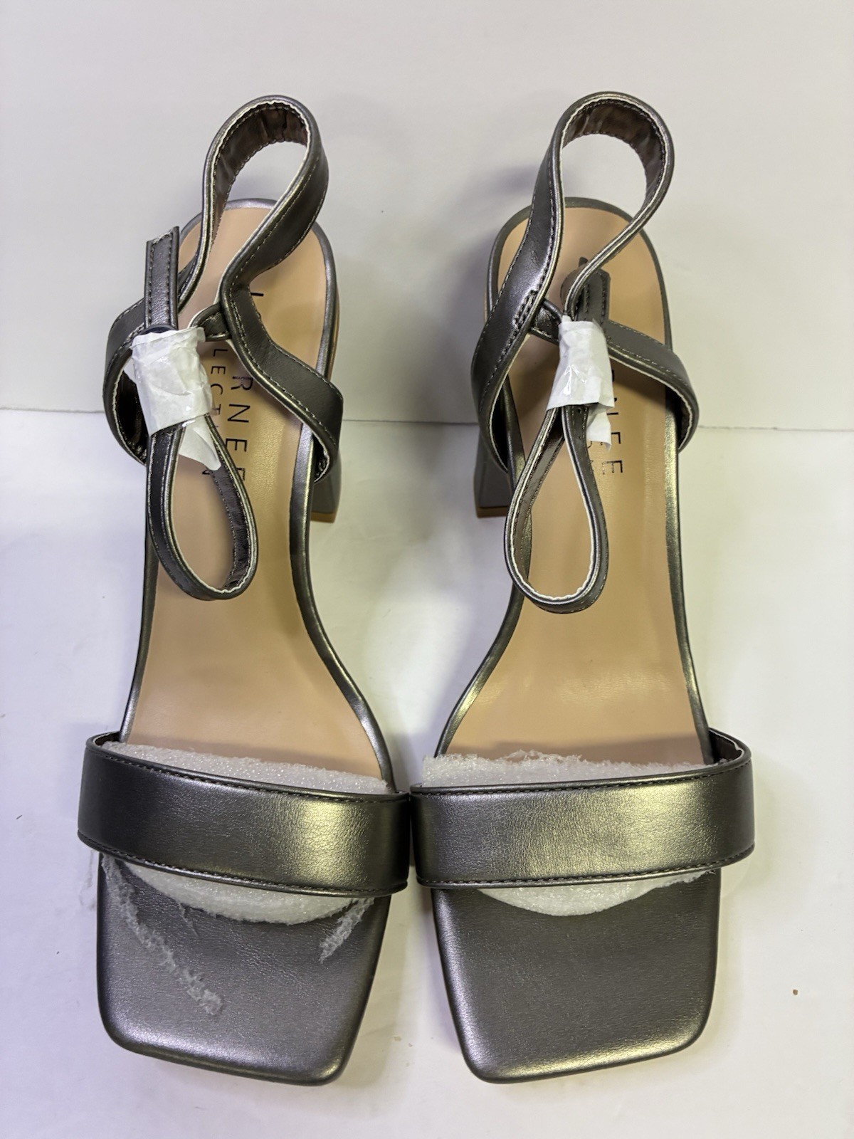 Journee Collection Tivona Pewter Block Heel Slingback Sandals Womens 8.5 Wide