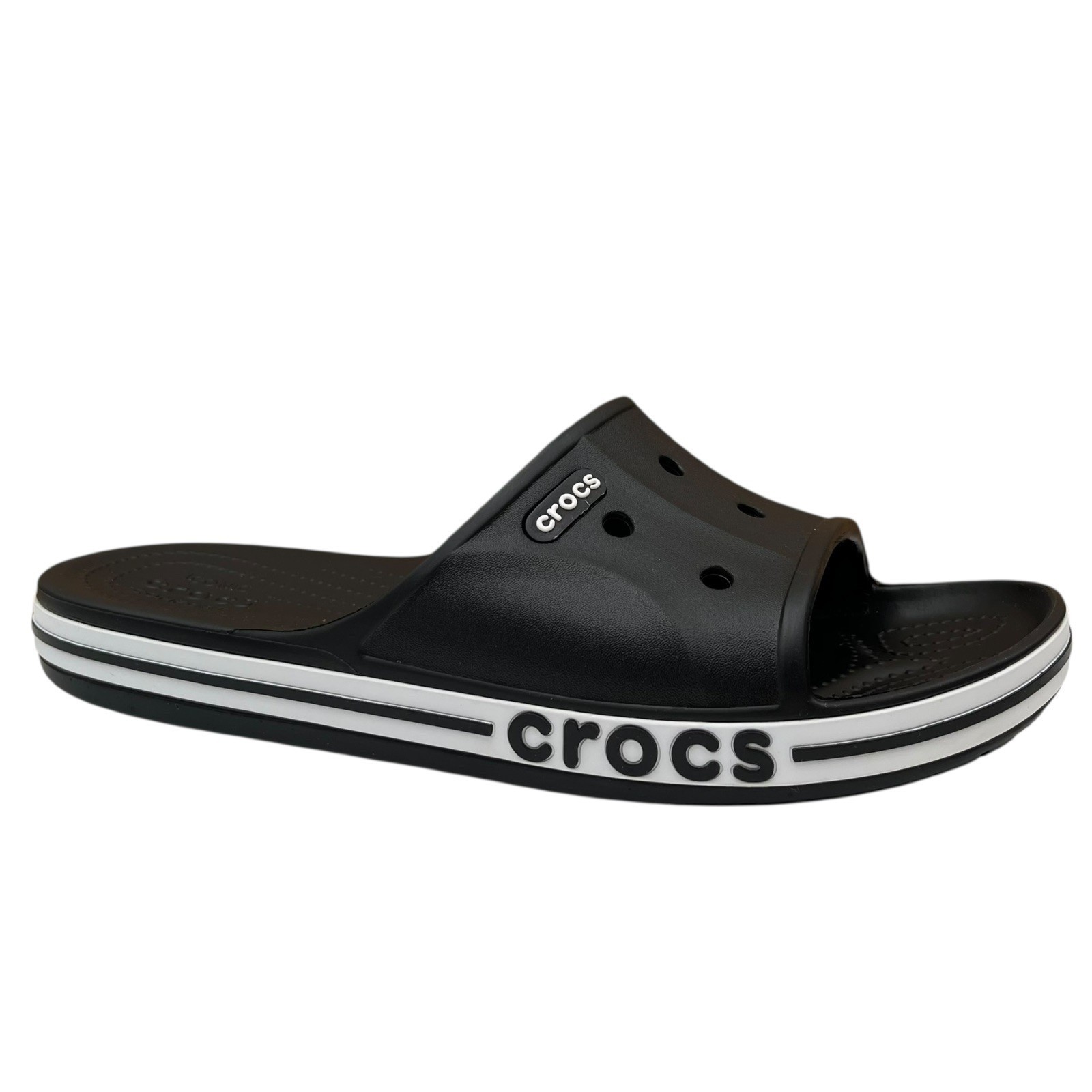 Crocs Bayaband Womens Slide Sandal Size 8 Black White Water Friendly Lightweight