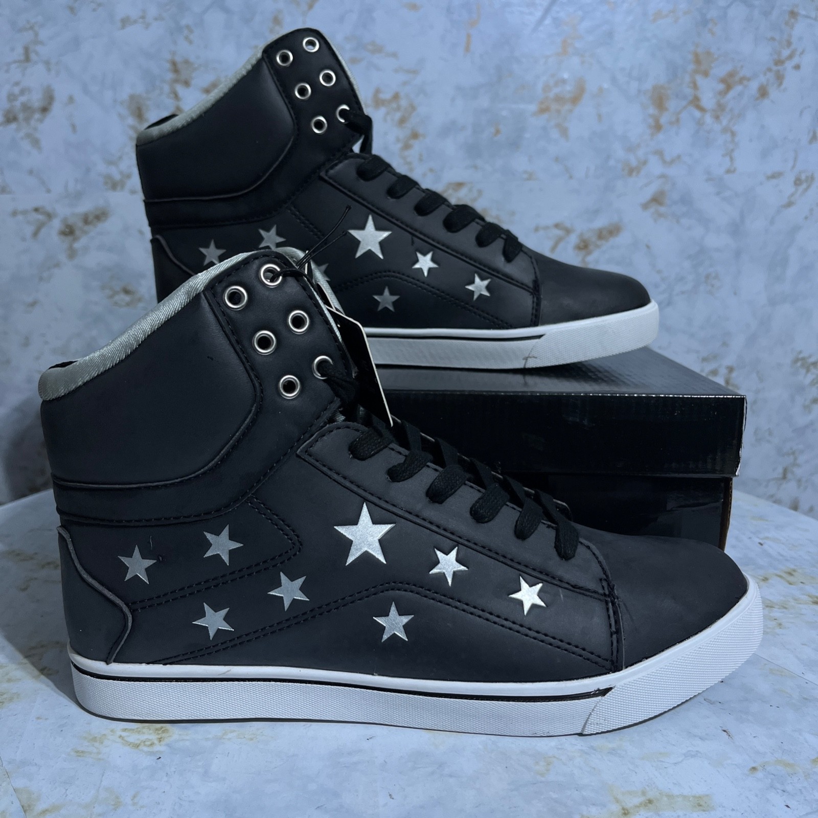 Pastry Women’s Size 12 Shoes Black Silver Stars High Top Fashion Dance Sneakers