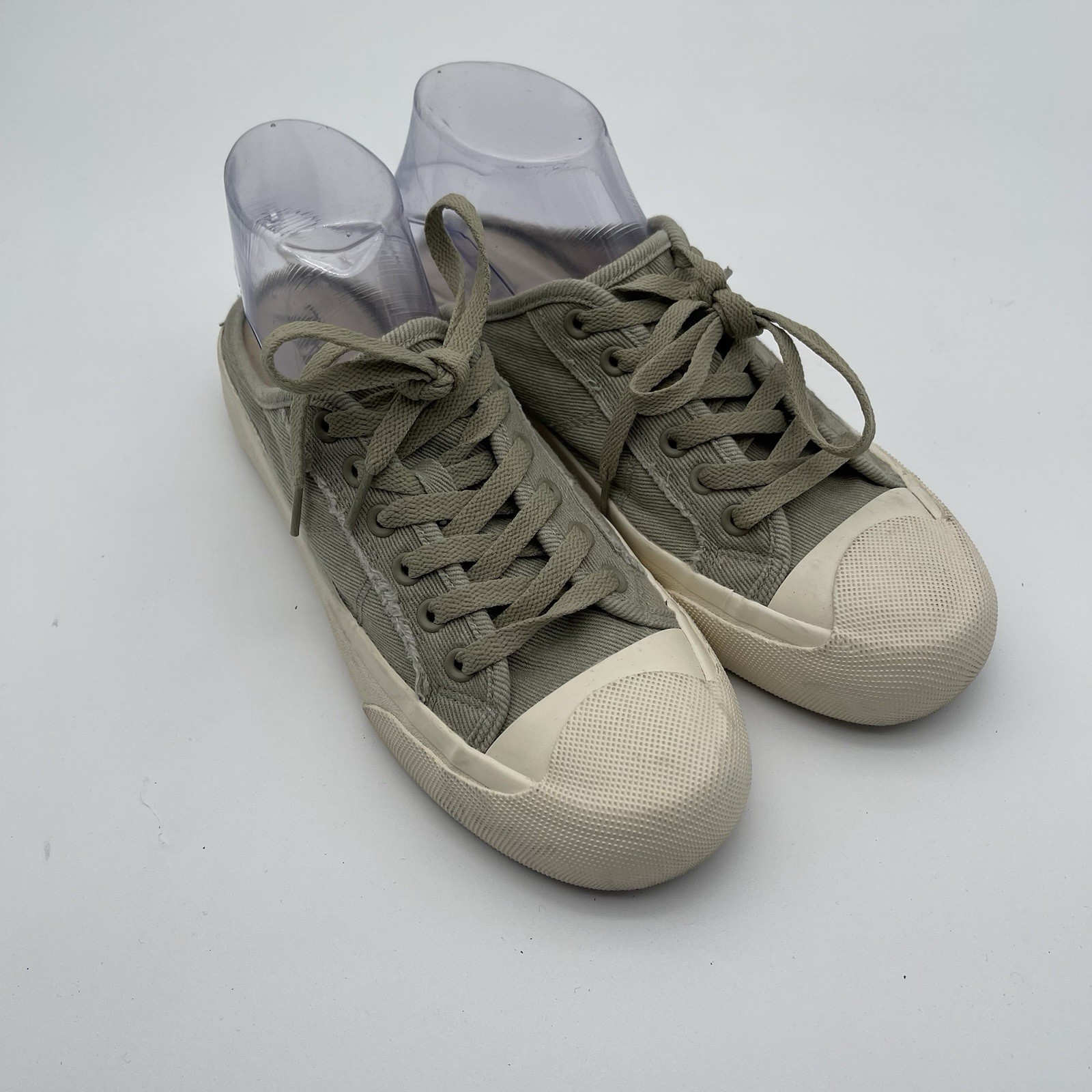 Zara Light Green Canvas Open Back Slip On Mule Sneakers Women’s Size 39 US 8