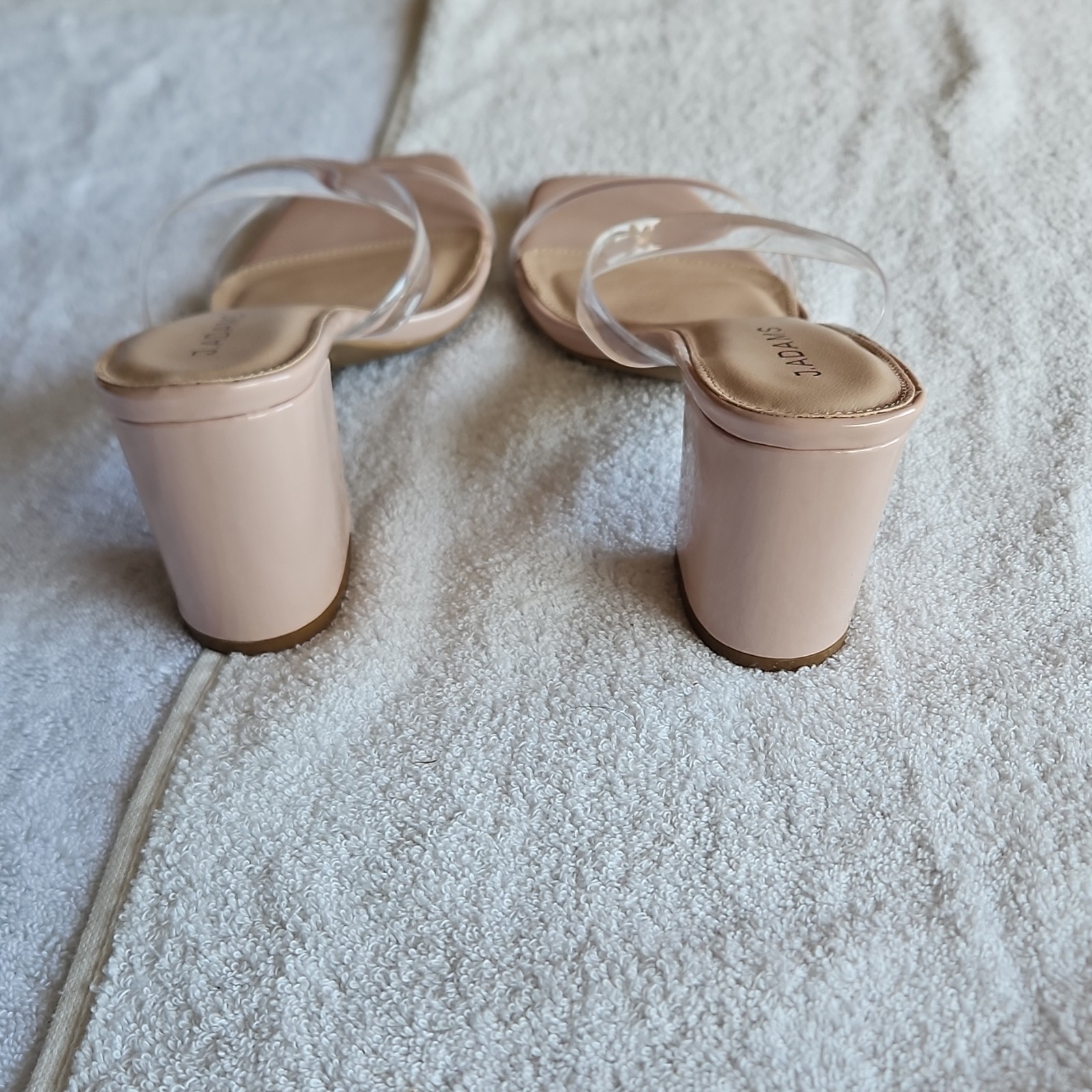 J. Adams Nude Clear Strap Strappy Block Heel Sandals Women’s Size 11