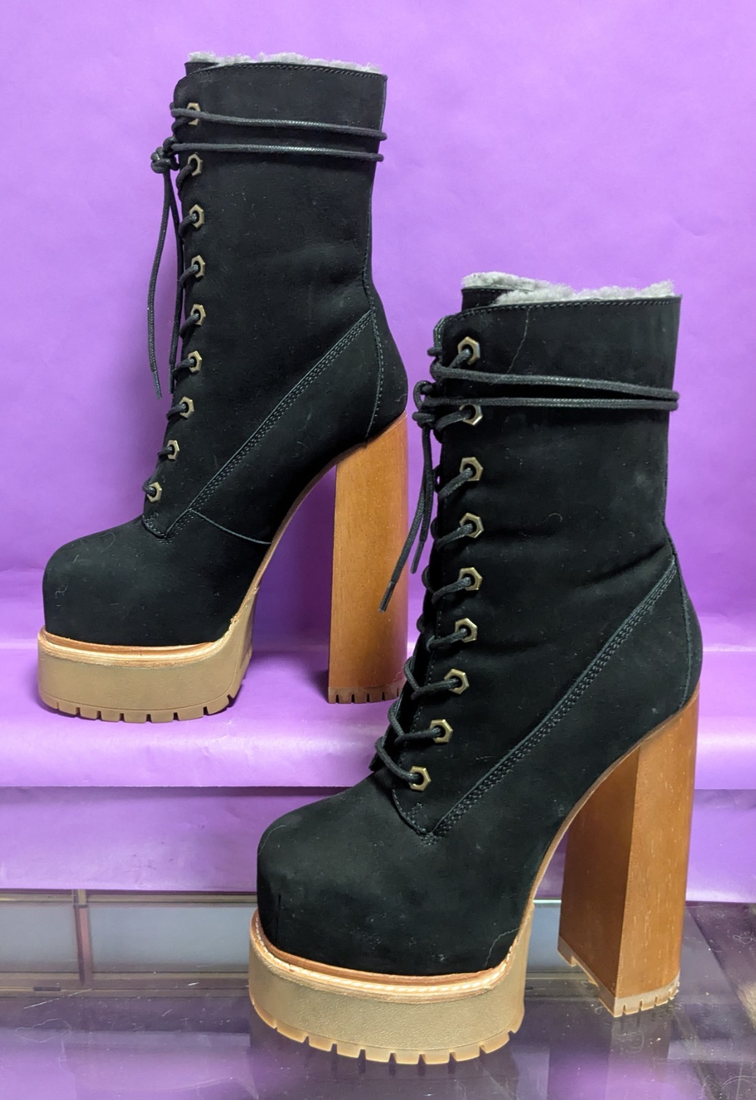ZIGI NY «Aden» Faux Shearling Lined Platform Bootie Women’s Size 6 Black