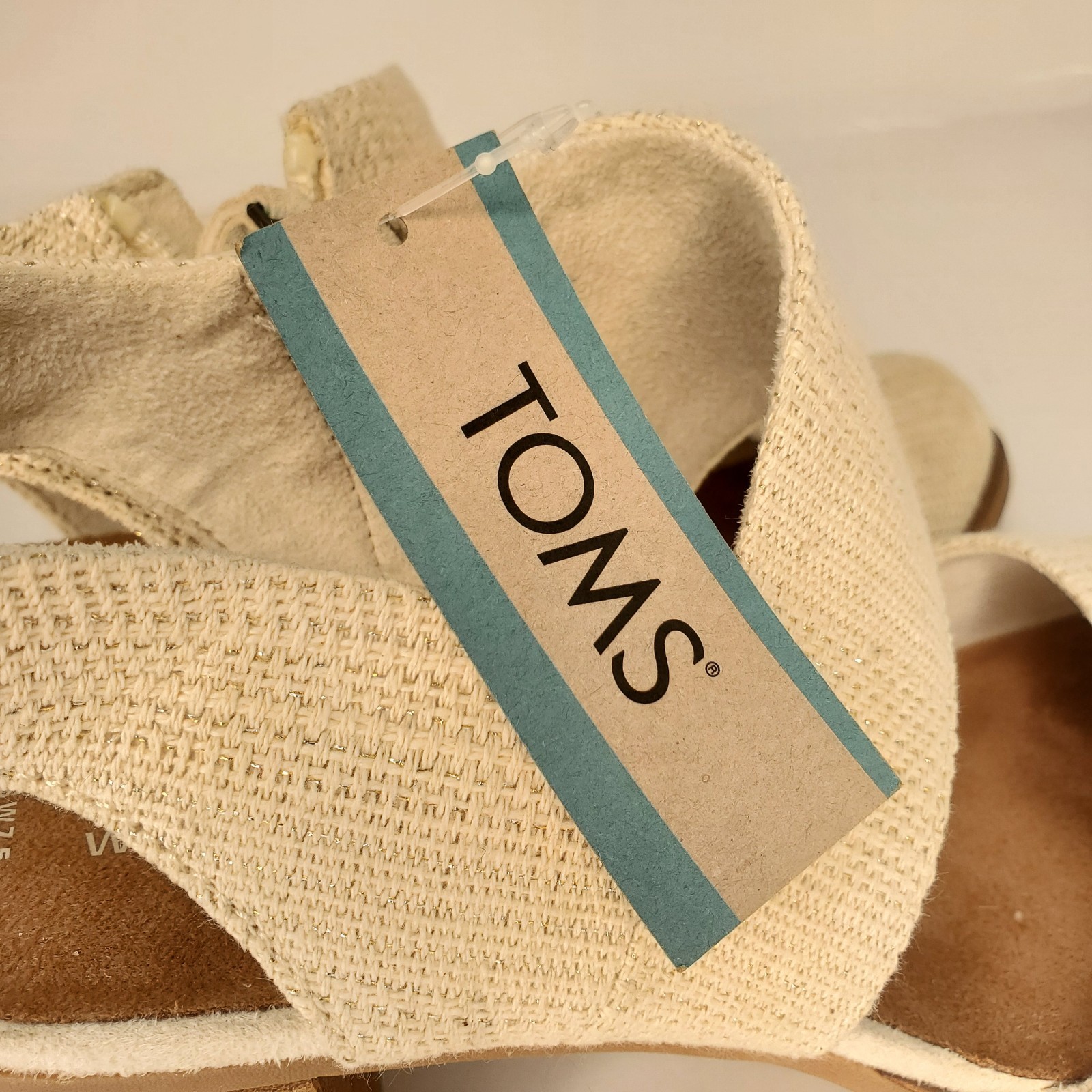 TOMS Majorca Womens Sandal Sz 7.5 White Slingback Side Zip Closed Toe Block Heel