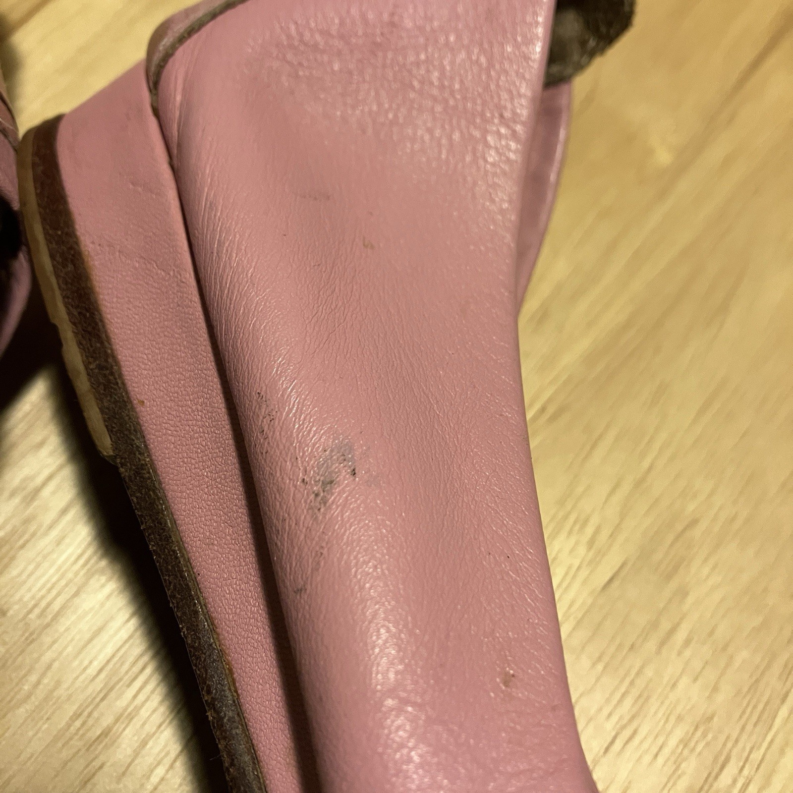 Vintage Pink Leather Huarache Moccasin Loafers