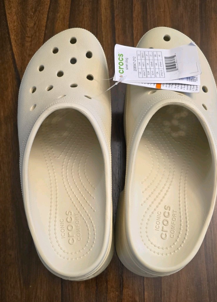Crocs Siren Heeled Clog Bone Mules Size Womens 11 Mens 9 Platform Heel Sandals