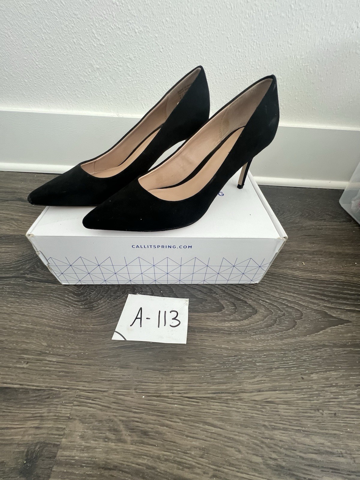 Call It Spring Pump Heels 2.75in Size 8 Black Faux Suede Almond Toe