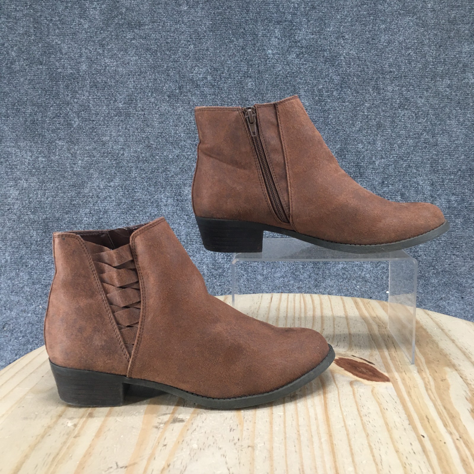 Carlos By Carlos Santana Boots Womens 9 M Bert Side Zip Ankle Bootie Brown