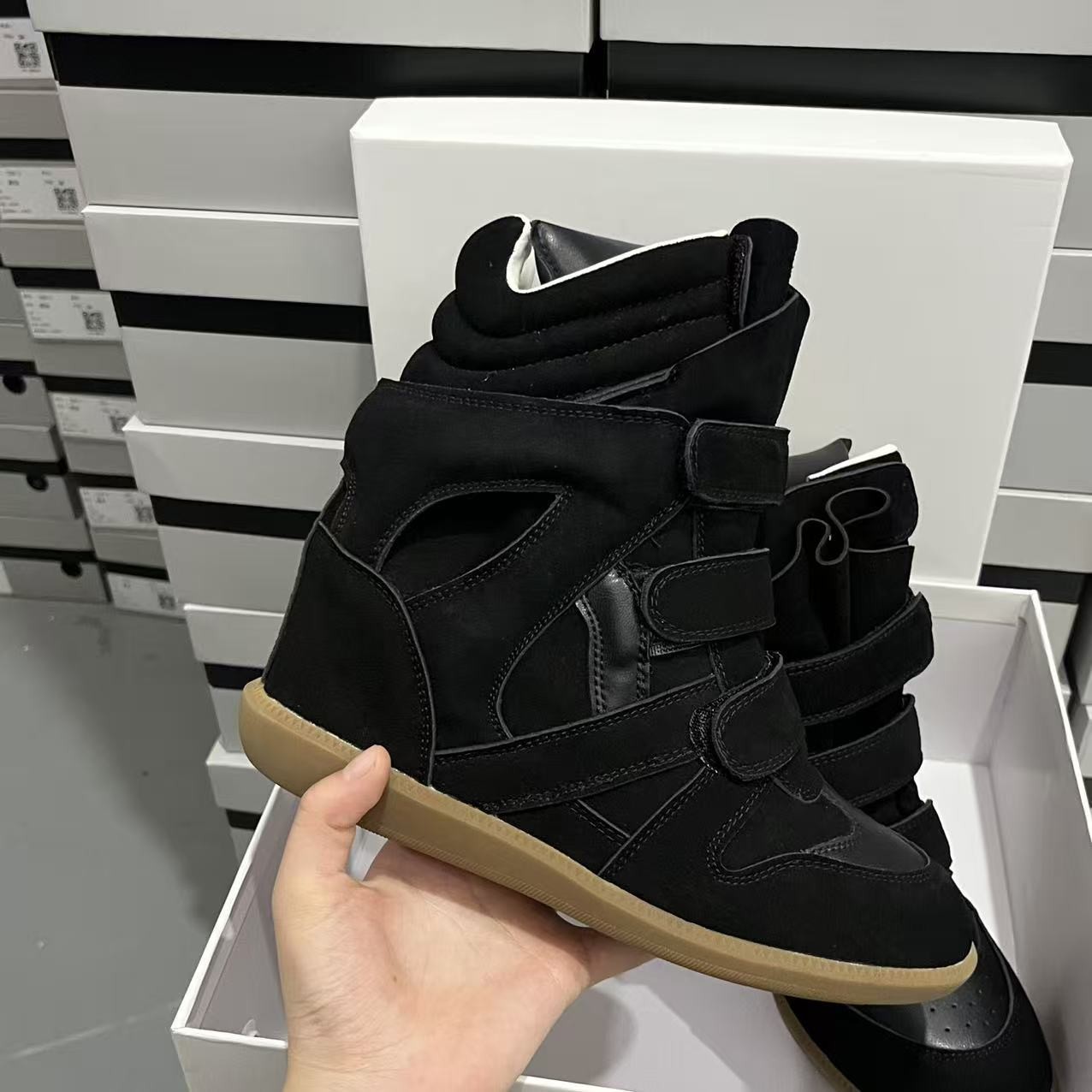 Isabel Marant Women’s Wedge Sole Platform Sneakers Casual Comfortable Black
