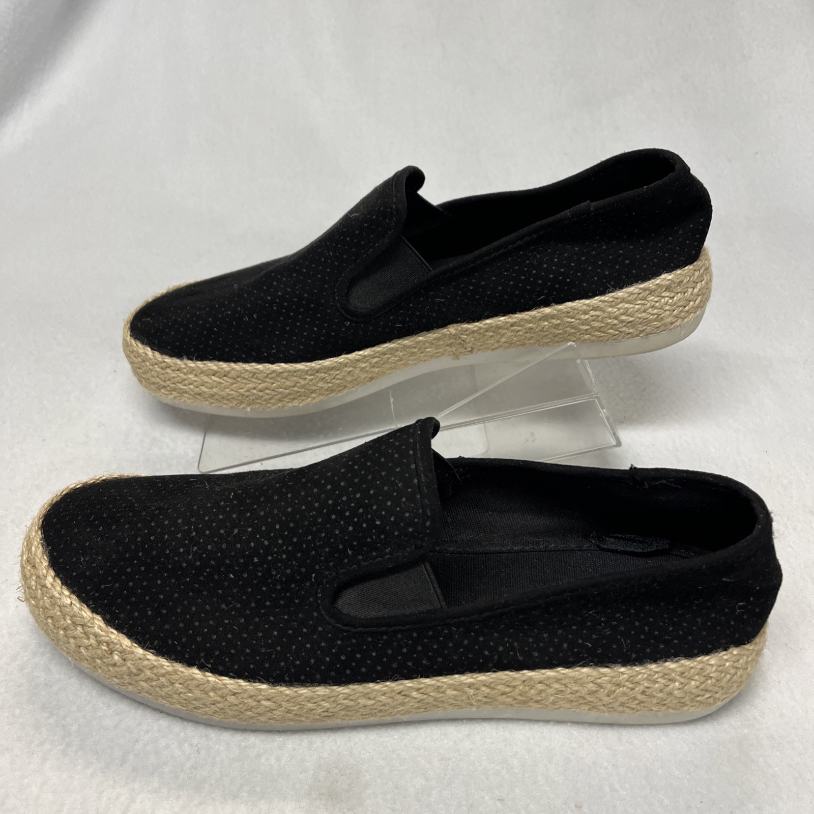 Esprit Nadine Espadrille Flats US 9M Black Faux Suede Textile Uppers Casual Shoe