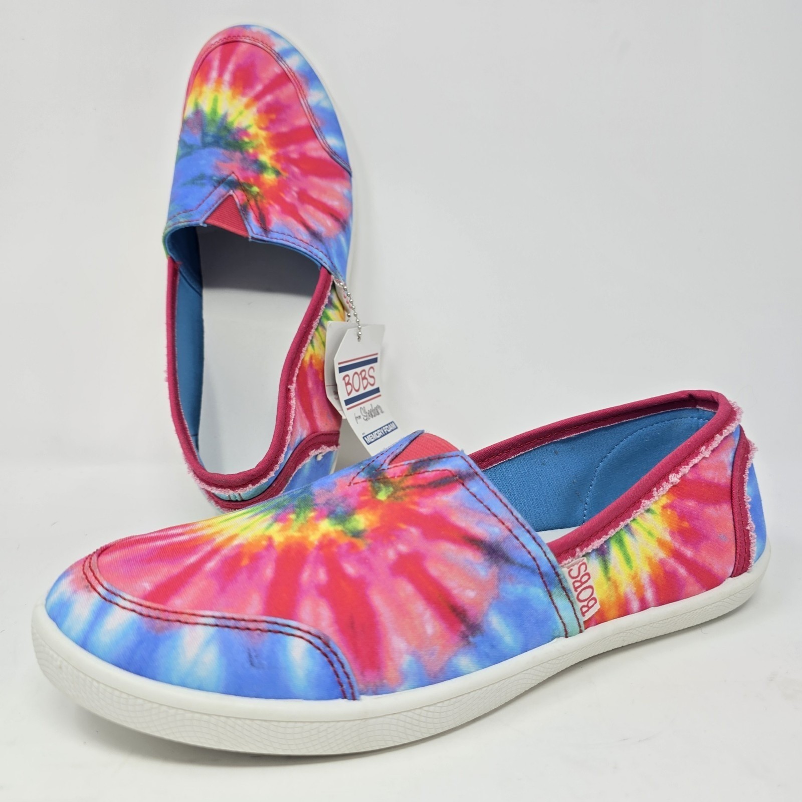 Skechers BOBS Women 8.5 Tie Dye Memory Foam Slip On Shoes Multi Color 113150 MLT