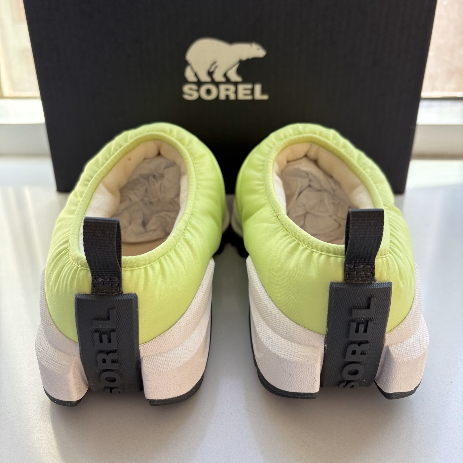 Sorel ONA RMX Puffy Slip-On Quilted Shoes Tippet Green Size 7.5 8 9.5 or 10