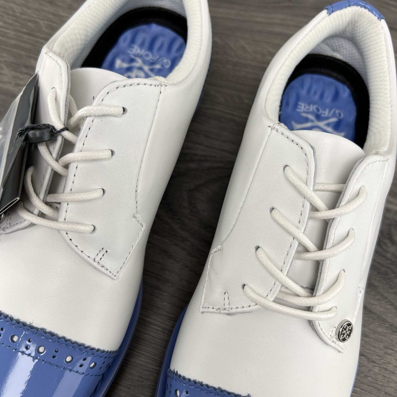 G/Fore Ladies Cap Toe Gallivanter Size 7.5 Womens White Vista Blue Golf Shoes