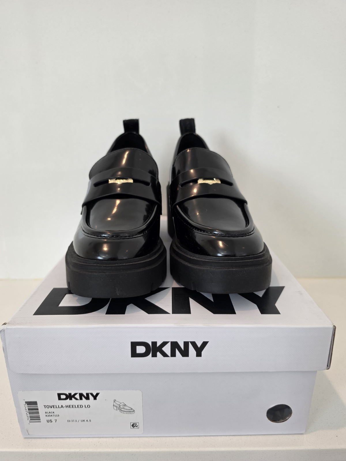 DKNY Women’s Texas Heeled Platform Loafers Black Size 7 M