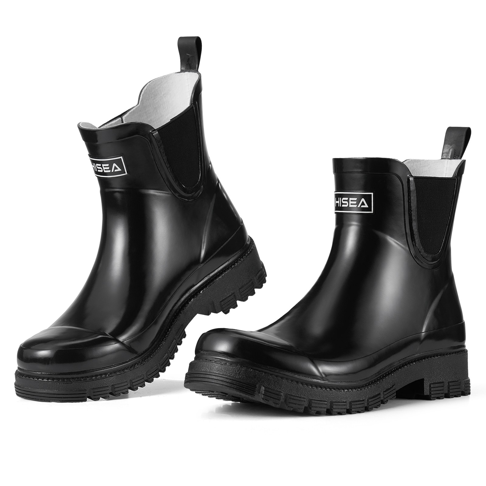 HISEA Women Ankle Rain Boots Waterproof Chelsea Short Wellies Rubber Garden Shoe