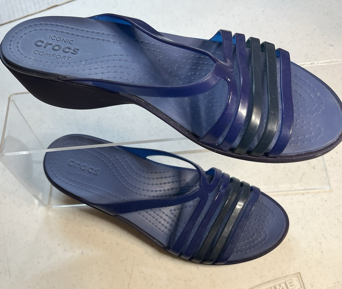 Crocs Isabella Mini Wedge Sandals – Navy/Bright Blue Size W8
