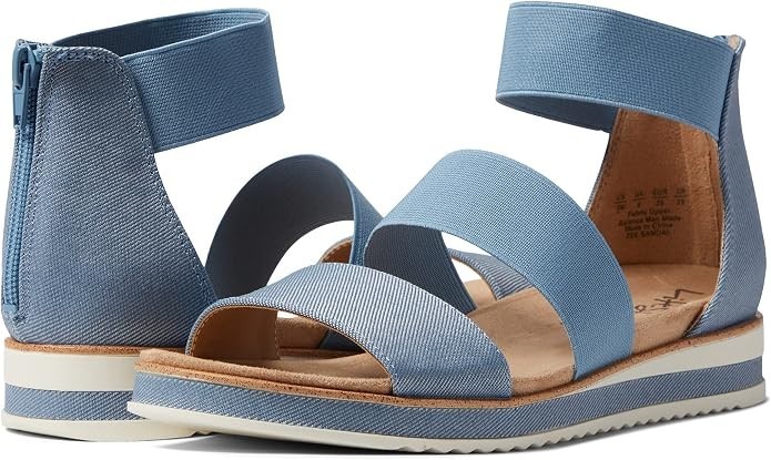 LifeStride Womens Zee Sandal Blue Denim Stretch Wedge Sport Sandals Size 9.5