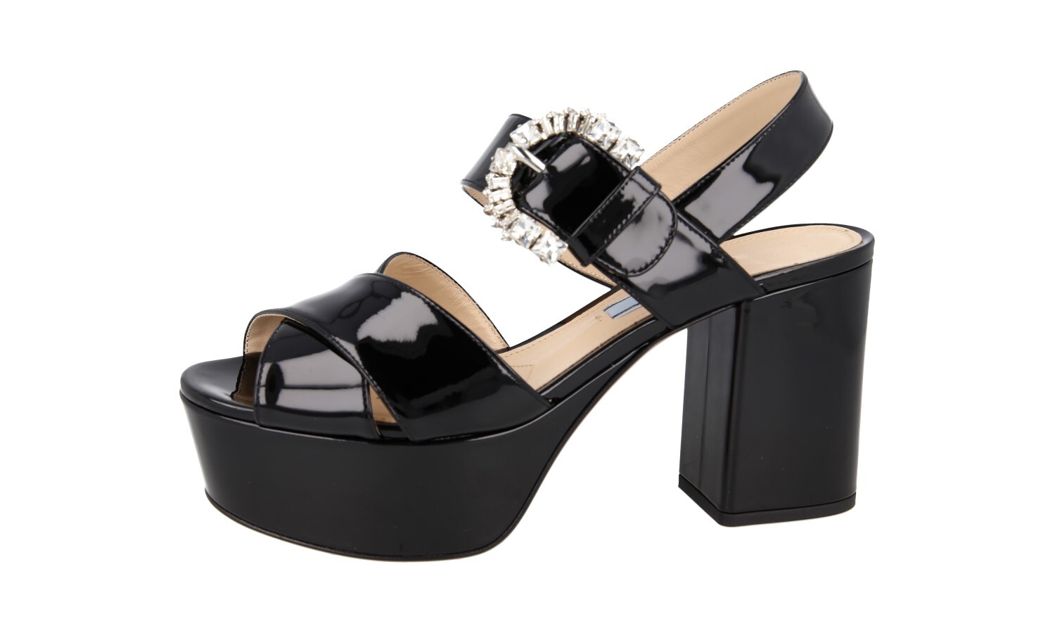 PRADA Patent Leather CRYSTAL Platform Pumps Sandals Shoes NEW – US 6.5 EU 36,5