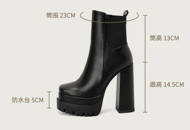 Women’s Casual Party Prom Ankle Boots Side Zip Block high Heel Platform Shoes