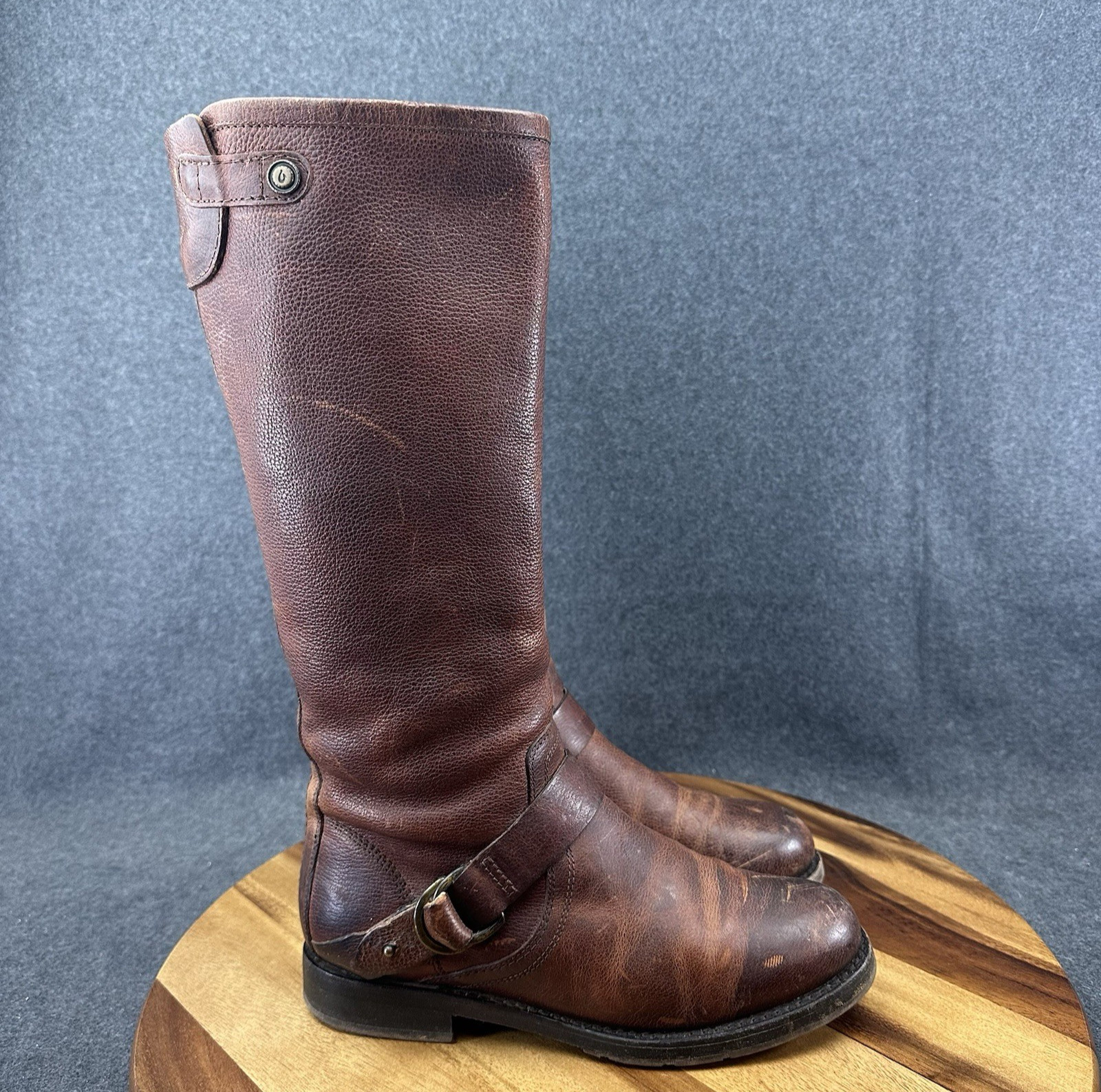 Olukai Nahuku Tall Moto Boots Full Grain Leather Warm Brown Women’s Size 8.5