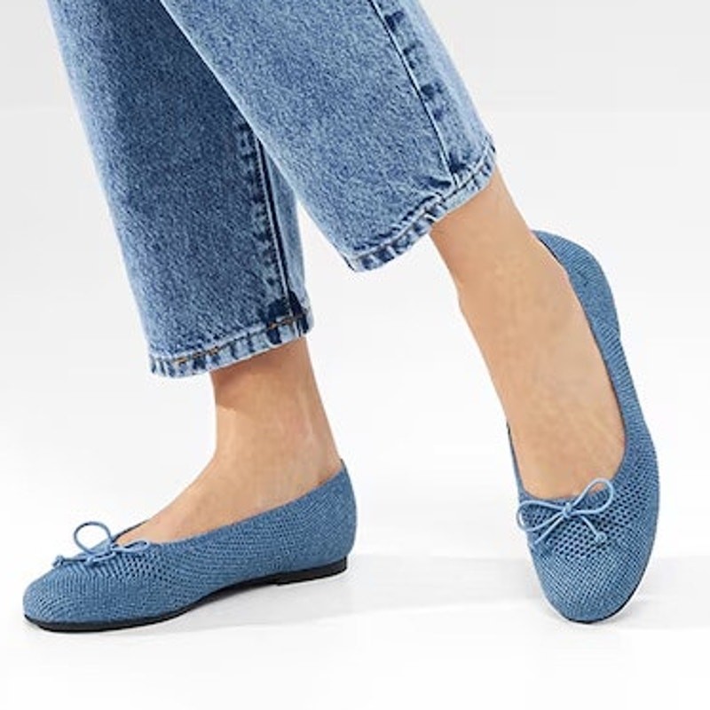 Vivaia Odette Old Money Bendable Perforated Round Toe Loafers Denim Blue 7-7.5