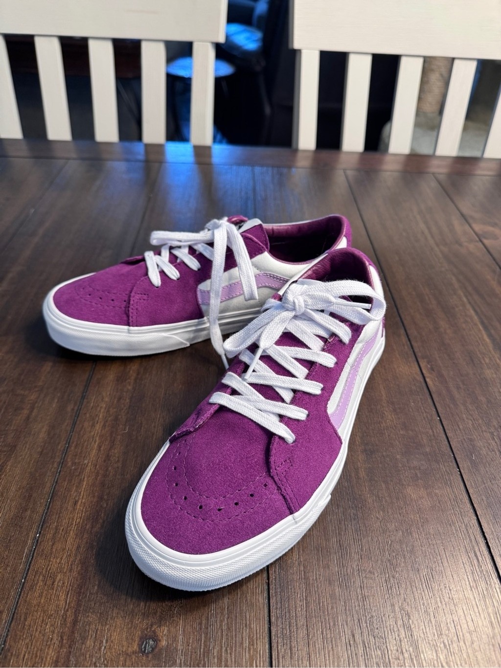 Vans Sk8-Low Dark Purple White Suede Sneakers Men 7 Women’s 8.5 Y2K Streetwear