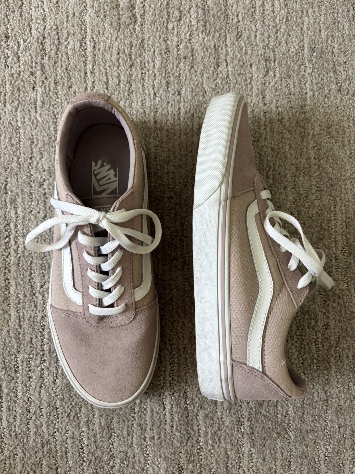 Vans Old Skool Suede & Canvas Low Top Sneakers Pink White 9