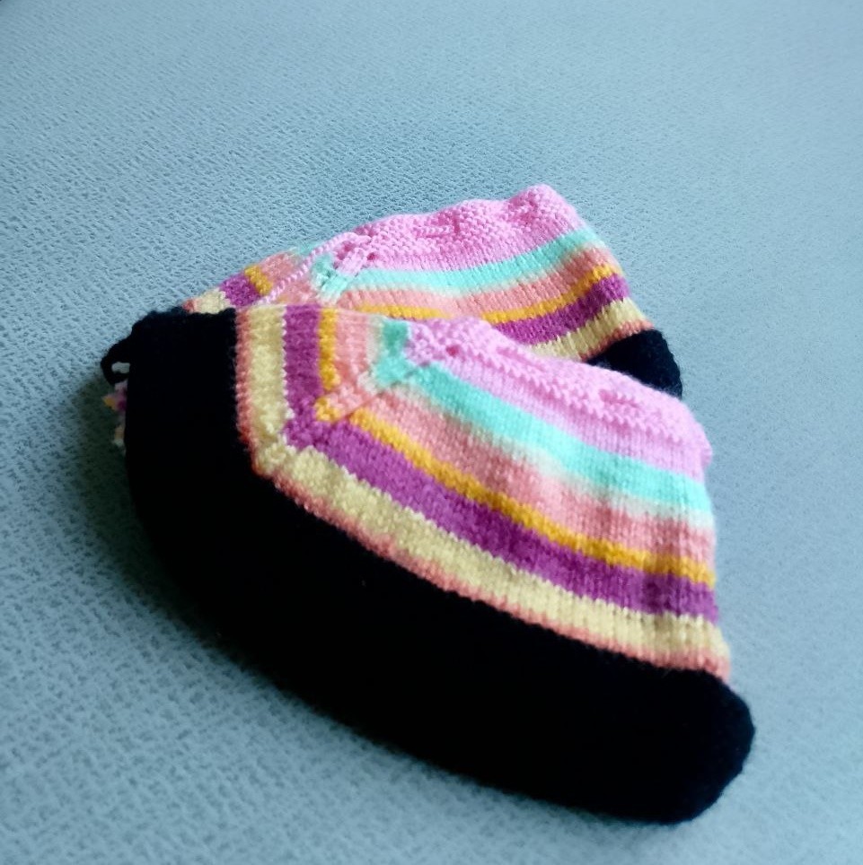 Handmade Striped Knit Booties – Cozy Wool House Shoes