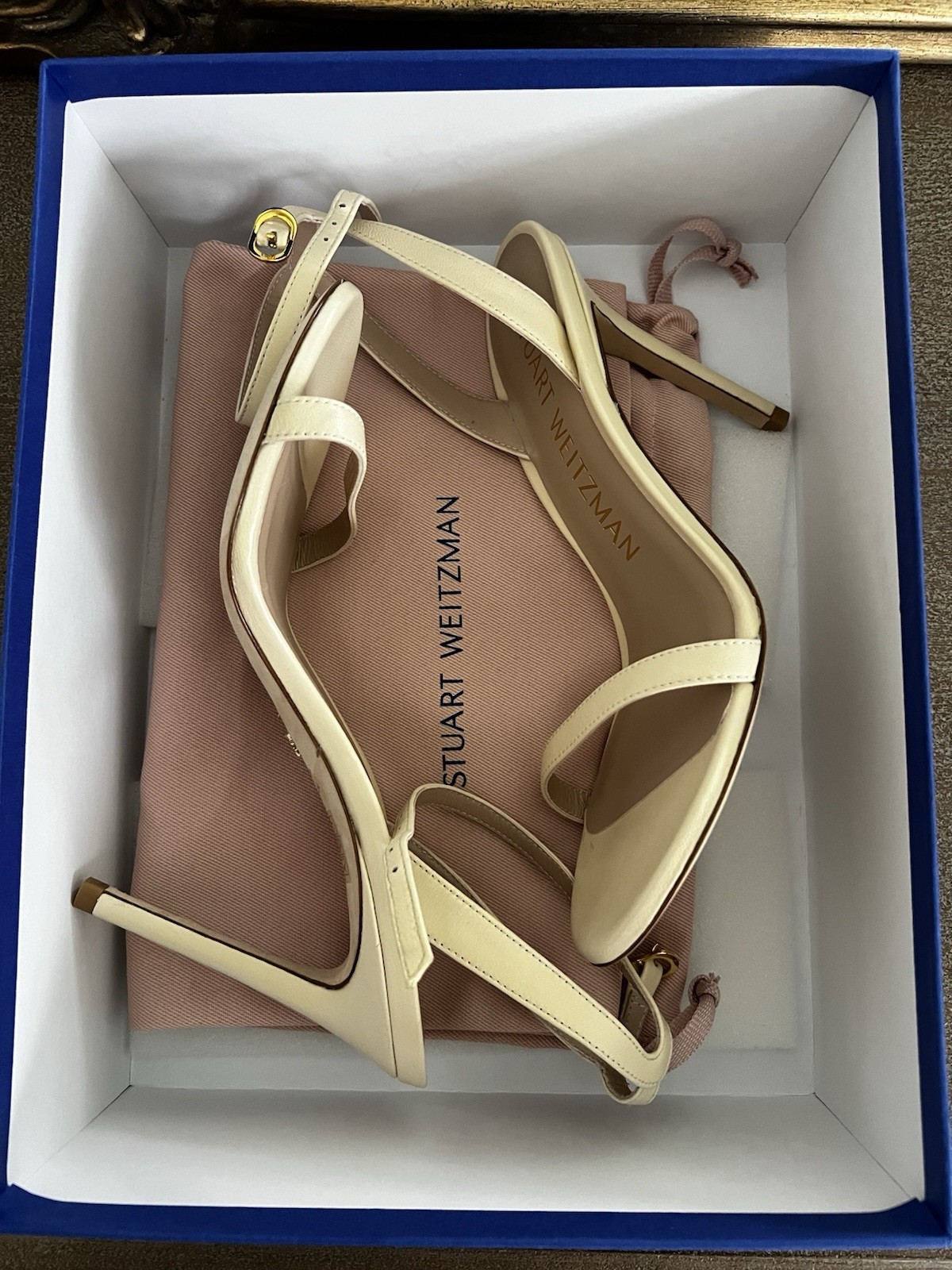 Stuart Weitzman Women’s Vanilla Strappy Ankle Strap Buckle Open Toe Stilettos