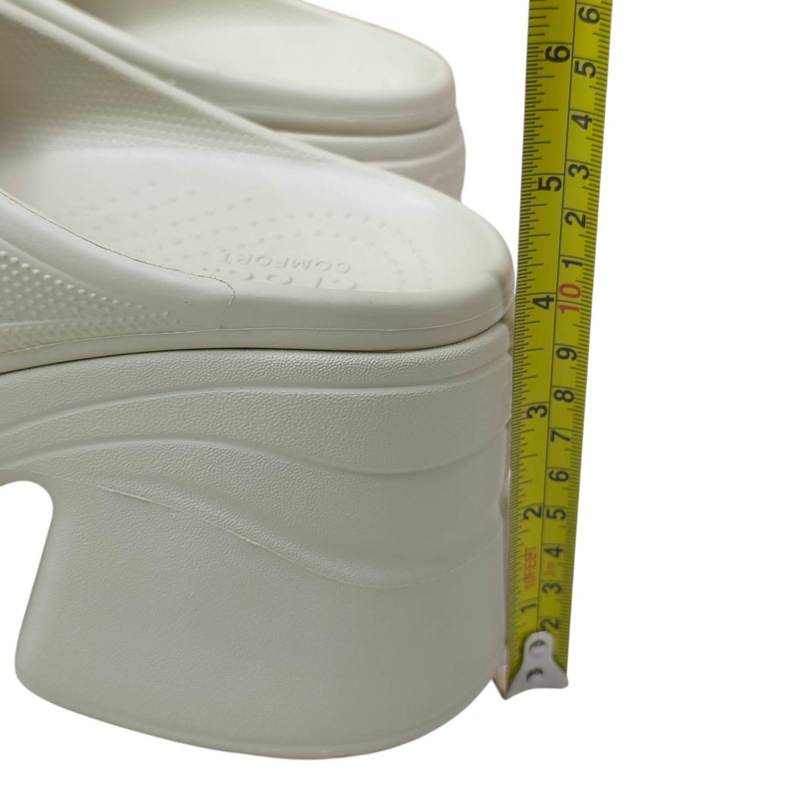Crocs Siren Clog M9/W11 Cream Platform Slip-On Shoes 3 1/2″ Heel