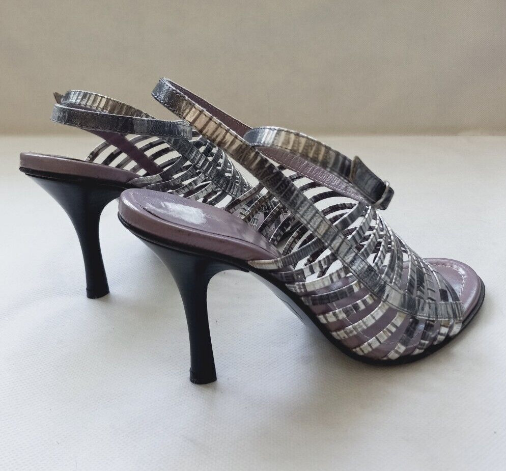 Michelle.K Women’s size US 7/37 Silve Leather Ankle Strap High Heel