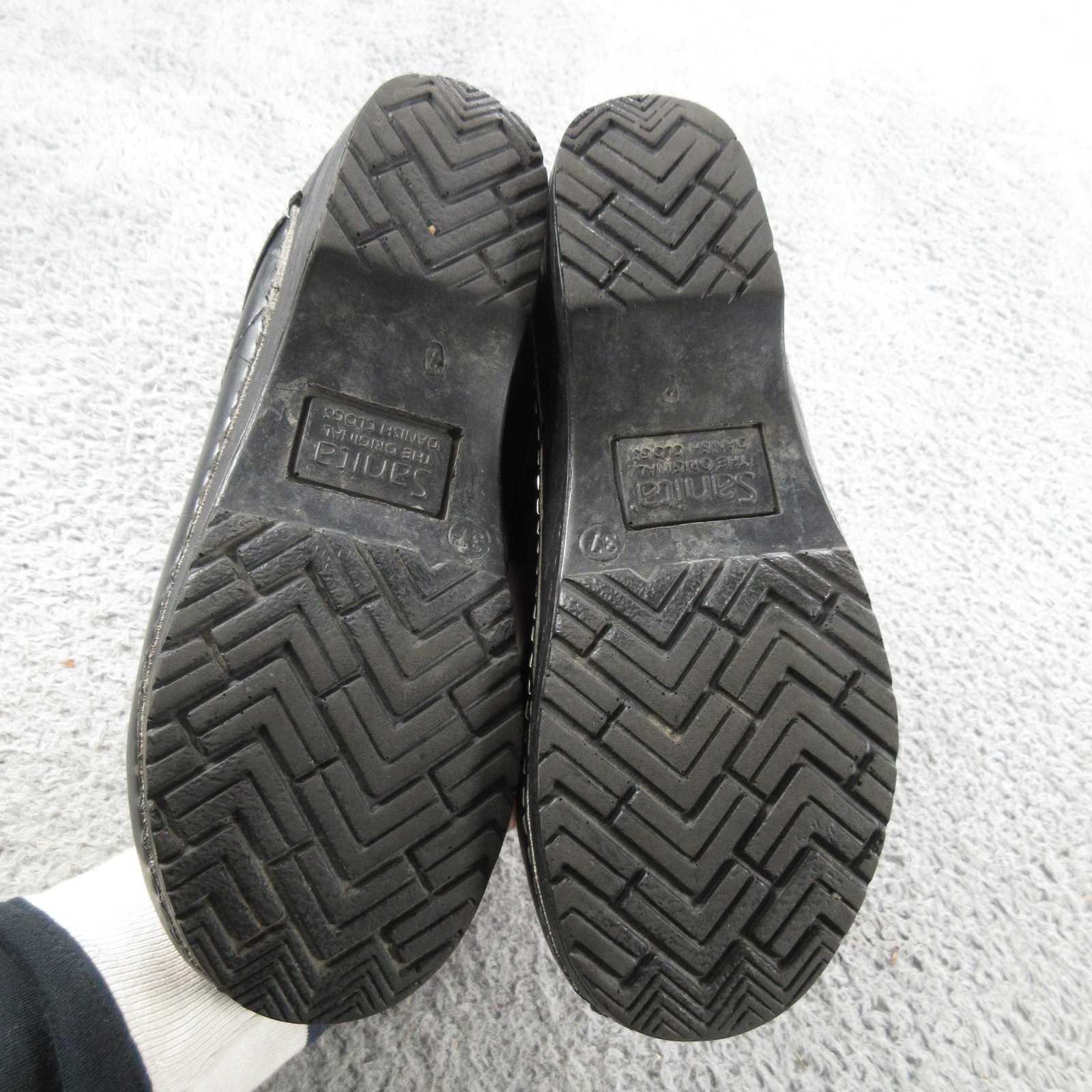 Sanita Shoes Womens 37 Black Leather Slip On Clogs Non Slip Workwear Comfort