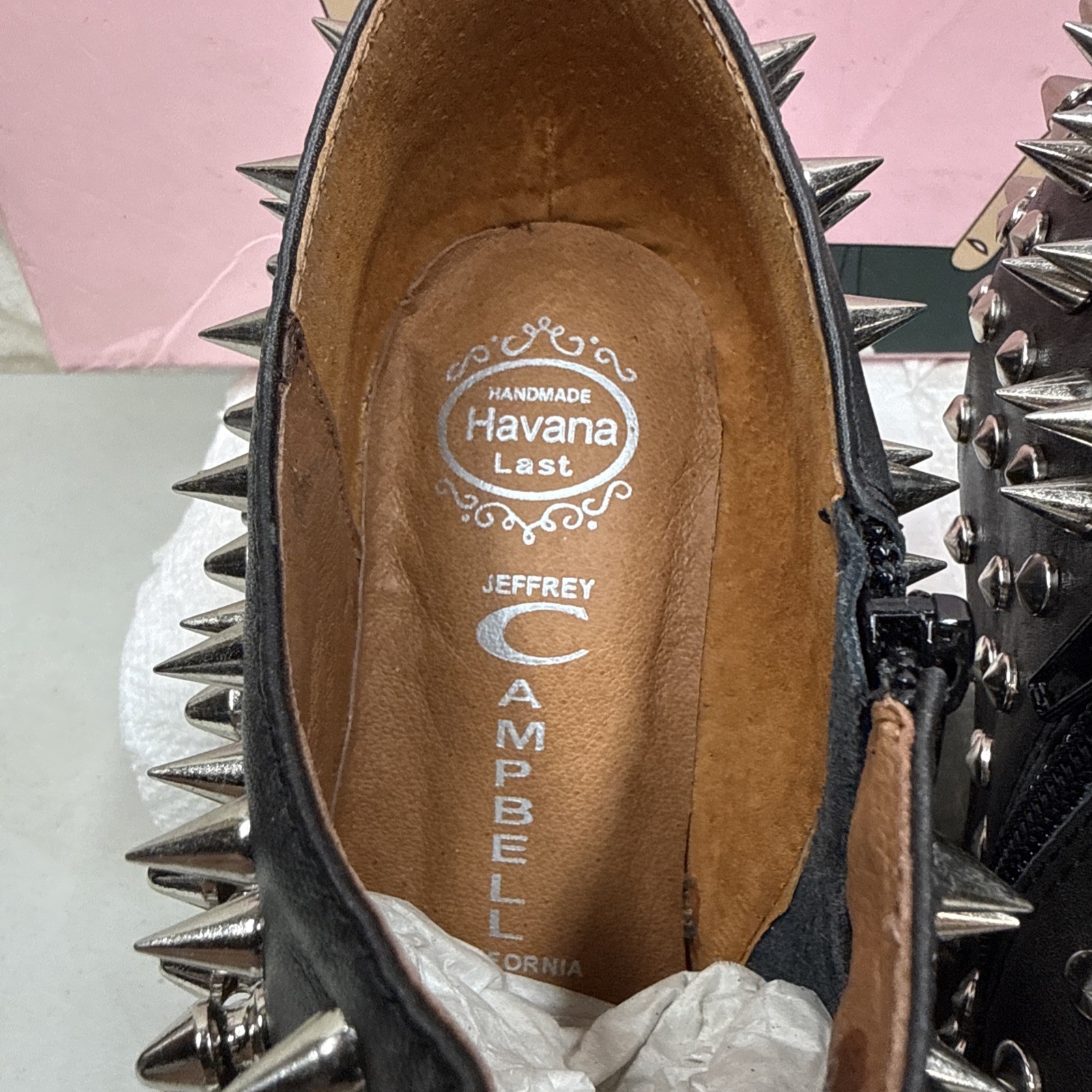 Jeffrey Campbell DustSpike Black Leather Wedge Platform Size 6M