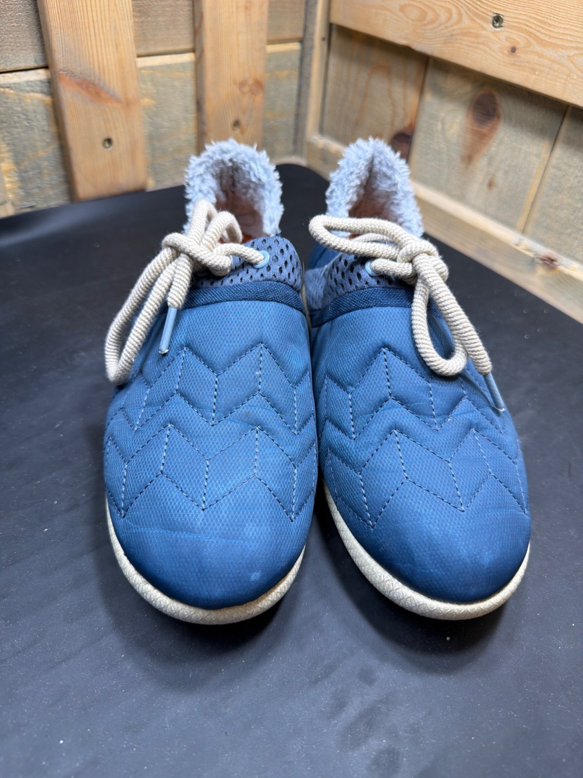 OluKai Mahiki Women’s Size 9 Blue Quilted Textile Slip-On Slipper Shoes 20477-7E