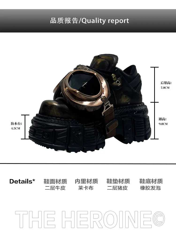 Punk Motorcycle Shoes Metal Rivet Pumps Street Rock Womens Platform Short Boots