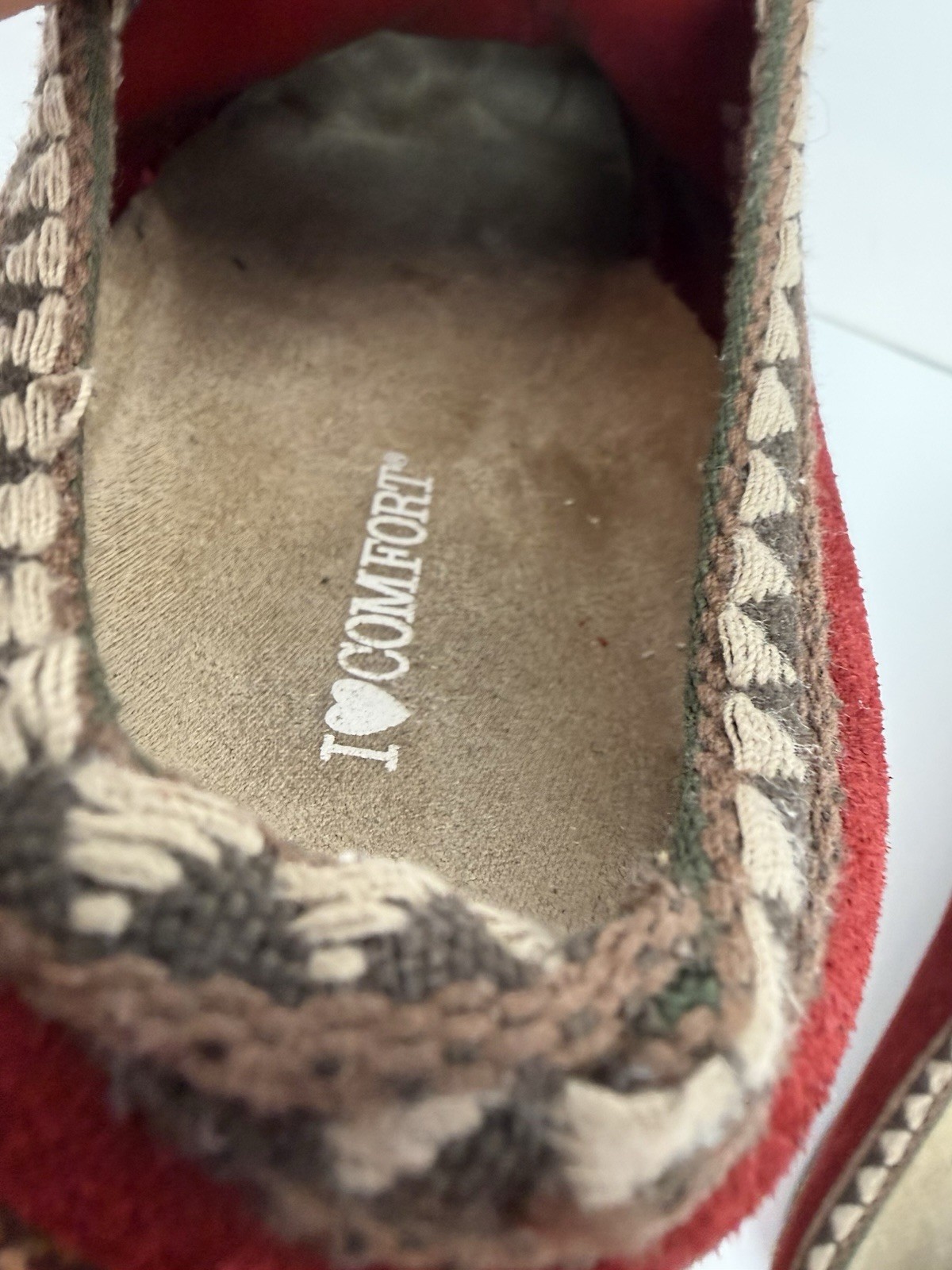 I Love Comfort Red Suede Leather Clogs Mules Slip On Comfort Shoes Women 8.5