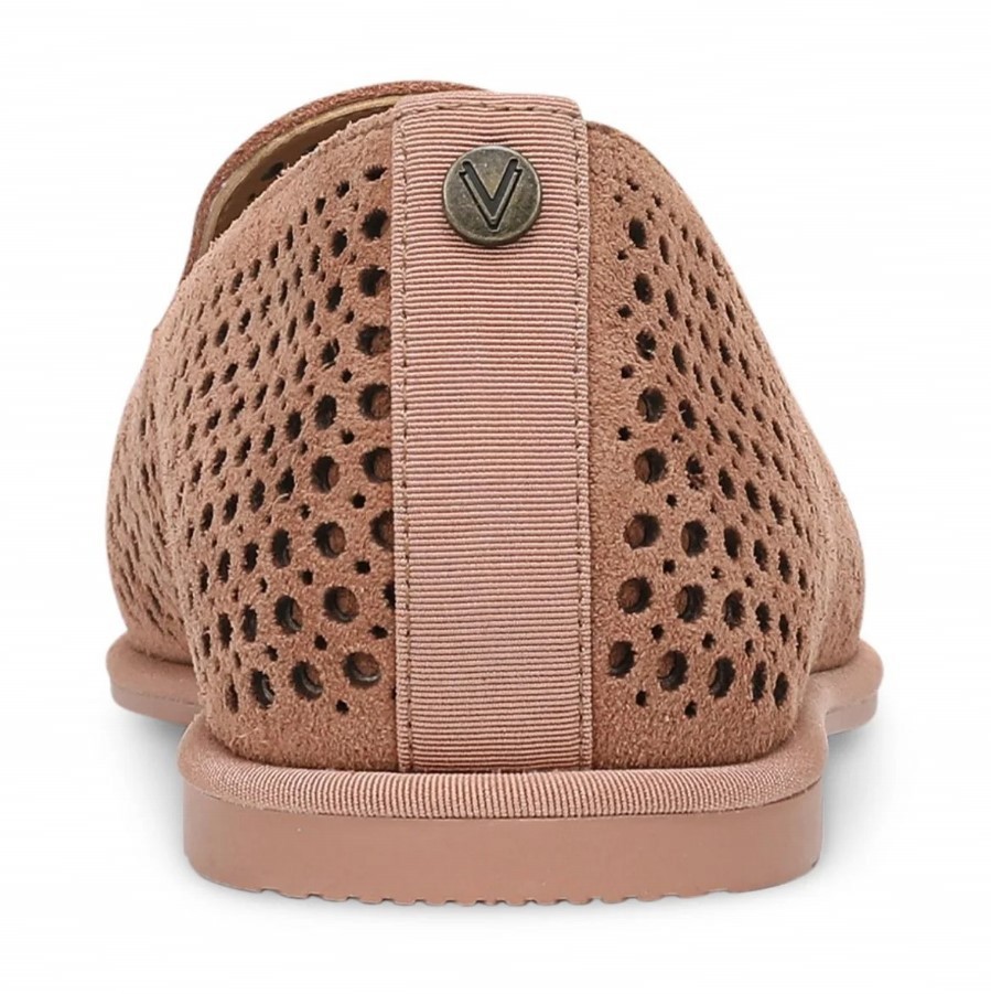 VIONIC Women Willa 2.0 Perf Slip on Flat, Mocha Mousse Suede (NEW)